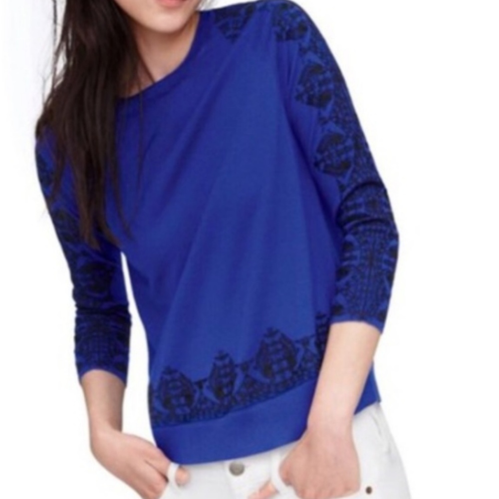 J. Crew Embroidered Lace Merino Lightweight